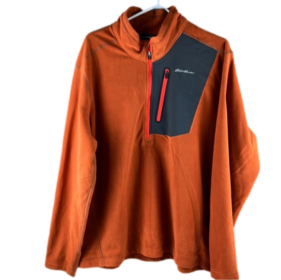 Men's Eddie Bauer burnt orange fleece  sweater - Picture 1 of 11